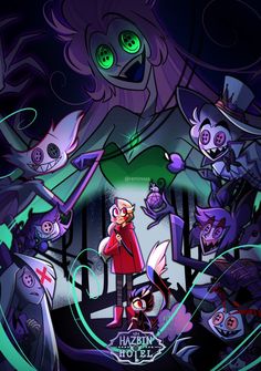 an image of a cartoon character surrounded by many other characters and monsters in the background