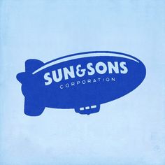 the sun & sons corporation logo is shown in blue on a light blue sky background