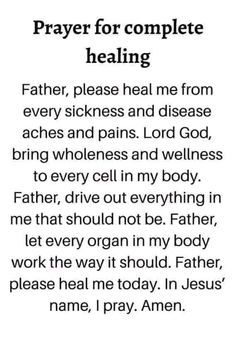 the prayer for father and son in his name, pray for complete healing poem