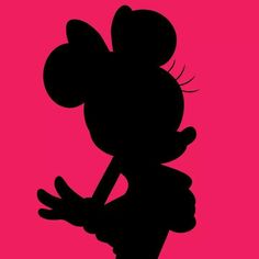 the silhouette of mickey mouse on a pink background