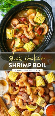 slow cooker shrimp boil with corn on the cob