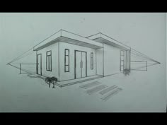 a drawing of a house that is in the process of being drawn