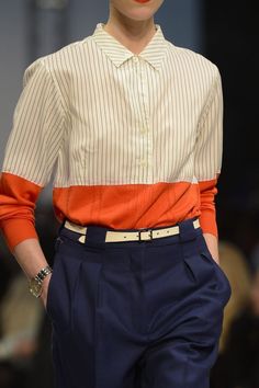 Pull Orange, Paul Smith Women, Colourful Outfits, Paul Smith, Upcycle Clothes, Diy Fashion, White Shirt