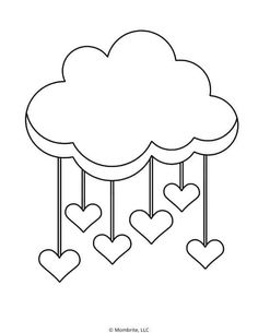 a cloud with hearts hanging from it