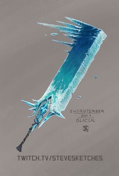 Ice Magic Fantasy Art, Dnd Greatsword, Magic Greatsword, Ice Concept Art, Fantasy Greatsword, Fantasy Blade, Ice Art, Magic Items