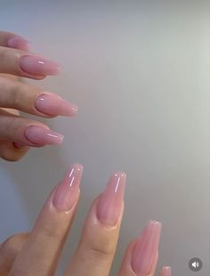 Soft Pink Acrylic Nails With Design, Office Acrylic Nails, Soft Coffin Nails, Gelx Inspo Nails, Real Long Nails, Rosa Nails, Long Nails Acrylic, Natural Fake Nails