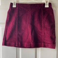 Nwt. Zipper Closure In The Back. In Store Price Is $17 Casual Burgundy Mini Skirt, Casual Burgundy Mini Skirt For Spring, Casual Burgundy Skirt For Fall, Butterfly Skirt, Blue Jean Skirt, Corduroy Mini Skirt, Textured Skirt, Distressed Denim Skirt, Trendy Skirts