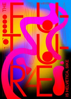 the poster is designed to look like an abstract art piece with red, yellow and blue colors