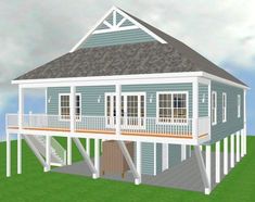 this is an artist's rendering of a house with porches on the second floor