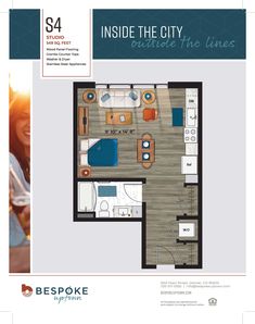 the floor plan for an apartment with one bedroom and two bathrooms, including a living room