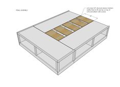 the top section of a coffee table with measurements for the bottom portion and side panel