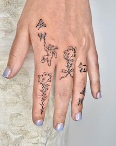 a person's hand with tattoos on it