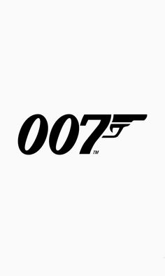 the logo for james bond's film 007 is shown in black and white