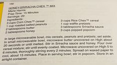 an open book with instructions on how to make honeyshakache chex mix