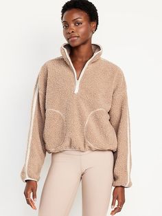 Sherpa Quarter Zip | Old Navy Black Chunky Knit Sweater, Sherpa Quarter Zip, Brown Moto Jacket, Pajamas Gift, Fashion District, Half Zip Pullover, Pullover Jacket, Sherpa Fleece, Active Wear Tops