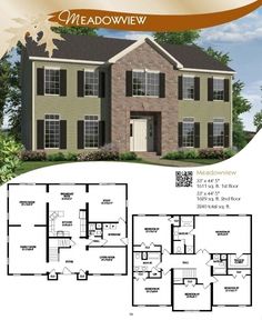 the floor plan for a two story house with three bedroom and an attached living area