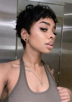 Latina Pixie Cut, Buzzed Hair Black Women, Pixie Haircuts For Black Women, Curly Short Pixie, Kehlani Hair Short, 4c Hair Buzzcut, Pixie Cut On Black Women, Short Hair Alt, Short Cut Black Women