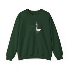 Celebrate the quirkiness with our "Goose Day to You Sir" Crewneck Sweatshirt! This unique and playful sweatshirt features a delightful illustration of a goose, adding a touch of whimsy to your wardrobe. The premium-quality fabric ensures both comfort and style, making it a standout choice for your casual wear. Meticulously designed, this sweatshirt stands out with its humorous charm, making it a conversation starter wherever you go. Whether you're spreading laughs or just enjoying a cozy day, th Indian Streetwear, Girl Shirts, English Setter, Desi Clothes, Dog Sweatshirt, How To Clean Iron, Power Of Positivity, No Game No Life, India Fashion