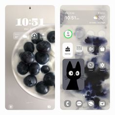 an image of two cell phones with blueberries in them