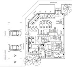 a drawing of the floor plan for a restaurant