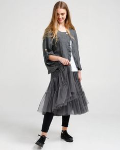 This is such a great tulle tutu .. layers of soft tulle cascading around your legs .. such a satisfying swish of tulle ... but at all times elegant and flattering as the tulle falls softly down . In 2 sizes S/m will fit from petite to size 12 M/l will fit to a size 18 Comfortable elastic waistband . Please note , the skirt is not lined on purpose giving it a more modern romantic look as it’s stunning with leggings or a lace slip underneath . You can use as a great layering piece as well ... wear Grey Tulle Skirt, Tulle Tutu Skirt, Tulle Tutu, Lace Scarf, Lace Shawl, Soft Tulle, Romantic Look, Lace Slip, Tutu Skirt