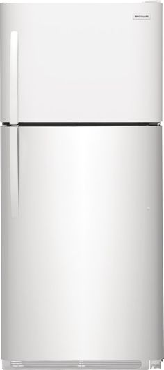 a white refrigerator freezer sitting on top of a counter