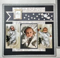 a scrapbook page with two baby pictures