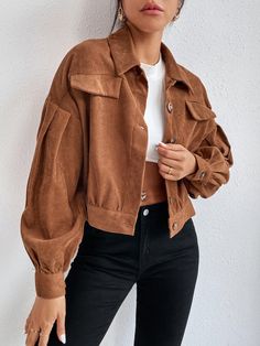 Cropped Jacket Outfit, Womens Cropped Jacket, Florida Outfits, Everyday Fashion Outfits, Brown Style, Casual Work Outfits, Streetwear Women