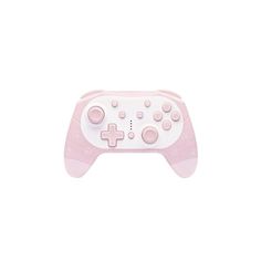 a pink and white controller on a white background