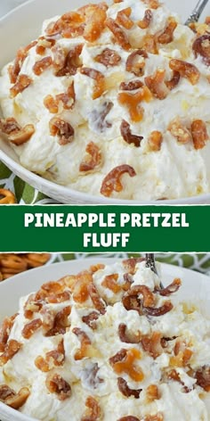 this pineapple retzel fluff dip is the perfect appetizer for any party