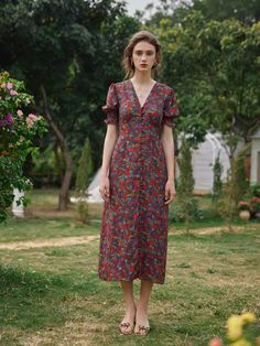 Simple Retro, Red Maxi, Retro Mode, Vestidos Vintage, Everyday Dresses, Mode Inspiration, Printed Maxi, Dress Design, Vintage Dress