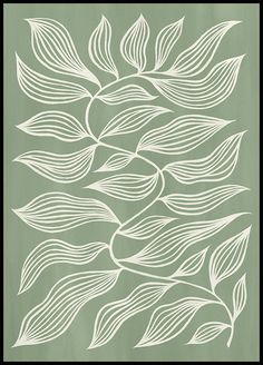 a drawing of leaves on a green background