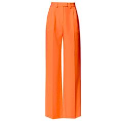 Sanremo High-Rise Wide-Leg Suit Pants  Orange High Waisted Suit Pants, Orange Clothes, Pantalon Orange, Orange Bottoms, Orange Suit, Orange Pants, Tailored Clothes, Suit Material