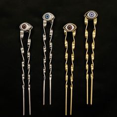 Hair Accessories Bun, Creepy Eyes, U Shaped Hair, Extra Long Hair, Formal Hair, Realistic Eye, Blue Iris, Silver Eye, Hair Fork