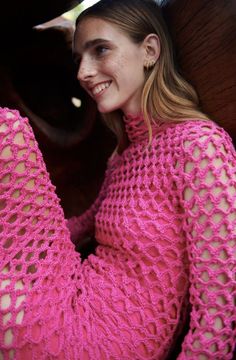 Fuschia Dress, The Lifestyle, Bell Sleeve Dress, Summer Crochet, Crochet Fashion, Concept Store, Crochet Dress, Bell Sleeve, Crochet Scarf