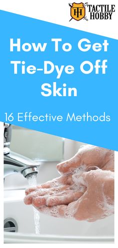 a person washing their hands with soap on it and the words how to get tie - dye