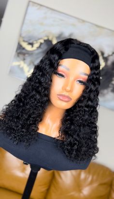 Ultra beginner-friendly and is constructed using 100% virgin hair extensions. Unit does not have lace. Your perfect wig to just put on and go whether you're running errands, working out, going to work, or going for a night out on the town. You can even clip it up with no worries.  Bundles are constructed on a wig cap with an attached headband. This unit will come ready to wear straight out the box. Just put it on and go. No salon needed! Super convenient and versatile! Texture: Deep Curly Style: Defined Curls 180% density  Wig constructed with wig combs and adjustable elastic band. Comes in natural black color.   The processing time for headband wigs is 7-10 business days. Your order will be shipped after the processing period. Sizes Available: XS, S, M, L, & XL. Please measure the circumf Headband Wig, Hair Headband, Deep Curly, Defined Curls, Roller Set, Headband Wigs, Wig Human Hair, Human Hair Wig, Wig Cap