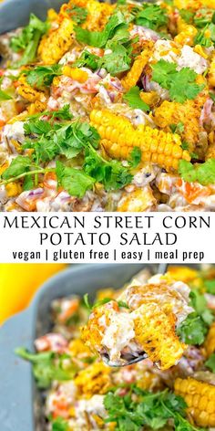 mexican street corn and potato salad with fresh cilantro