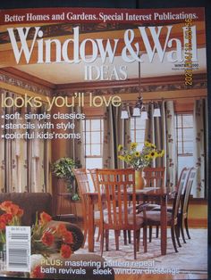 a magazine cover with a dining room table and chairs on it's front page