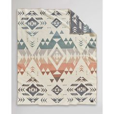 the pendleton blanket in multicolors is shown on a white background with an orange and blue pattern