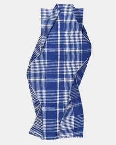 Épice Tweed Check Scarf in Blue- Bliss Boutiques Check Scarf, Masculine Style, Checked Scarf, Fringe Trim, Soft Hands, Blue Fashion, Wearable Art, Merino Wool, Boutique