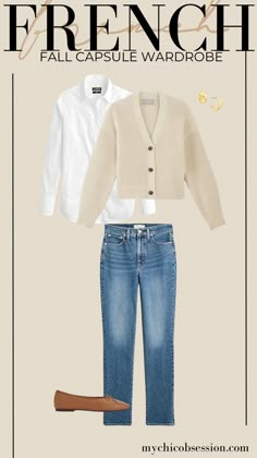 The Best French Capsule Wardrobe for a Classic Fall and Winter (With 40 Outfit Ideas) - MY CHIC OBSESSION Classic Womens Style Classy, Womens French Style, Winter Classic Outfits, Kibbe Classic Outfits, Cream Cardigan Outfit, Campaign Social Media, Fall Casual Outfits Women, Weekend Outfit Fall