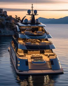 a large boat floating on top of a body of water