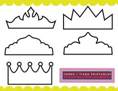 Kids Crown Printable, Crown Templates Free Printable, Paper Crown Template, Baby Onesie Template, Crown Outline, Letter D Crafts, Crown Template, Handmade Tiaras, Royal Icing Transfers