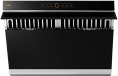 a black and silver dishwasher on a white background