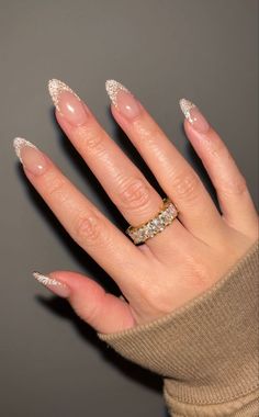 nailinspo newyearseve reflective frenchnails almondnails nails nailart naildesign naildesignideas Dance Nails, Champagne Nails, Reflective Nails, Boho Nails, Gel Nails Diy, Cute Acrylic Nail Designs, Casual Nails, Almond Acrylic Nails