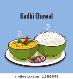 two bowls of food on a plate with the caption kadi chawal