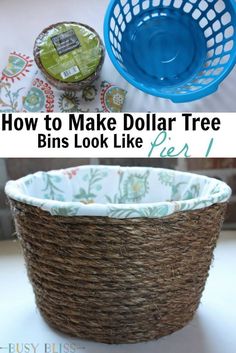 a basket that has been made into a dollar tree bin with the words how to make dollar