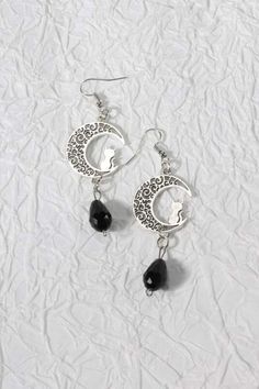 Weird Jewelry, Beaded Drop Earrings, Moon, Beads, Halloween