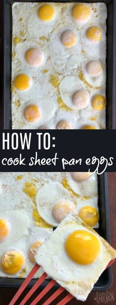 how to cook sheet pan eggs with an egg spatula on the side and then fried